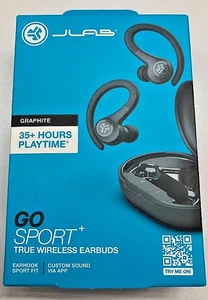 JLab Go Sport True Wireless Bluetooth Earbuds Hooks Gym Charging Case - GRAPHITE - Picture 1 of 7