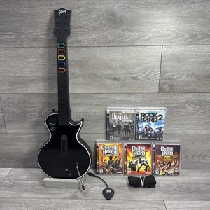 Guitar Hero Gibson Controller & Dongle w/ Rock Band Bundle Lot PlayStation 3 PS3 - Picture 1 of 15