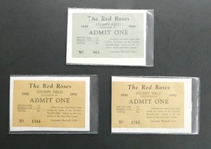 1949 -50 Lancaster Red Roses Minor League Baseball Team Tickets Lancaster PA. - Picture 1 of 7