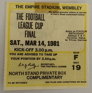 1981 Ticket Liverpool - West Ham United League Cup Finale - Bild 1 von 2