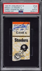 1995 Kordell Stewart Signed NFL Debut Ticket Stub 19.10.95 Steelers PSA 3 Auto 8 - Bild 1 von 2