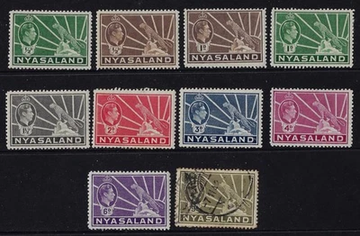 Nyasaland Scott 54 61, MLH/usado, CV $13,35, KGVI juego leopardo, 1/2 d. a 9d (a7907 Foto 1 de 2