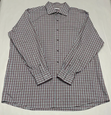 Мужская рубашка Van Heusen с гибким воротником на пуговицах с длинным рукавом в клетку 17-32/33 - Изображение 1 из 4