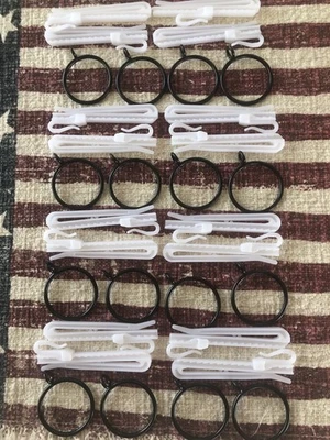 16 Pcs 1.5" Metal Curtain Rings Black with Adjustable Plastic clips - Image 1 of 3