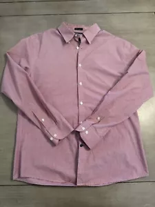 Tommy Hilfiger Mens Large Red Striped Button Down Long Sleeve M - Picture 1 of 8