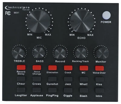 Technical Pro MIX1 Rechargeable Podcast Podcasting Recording USB/Bluetooth MIxer - Image 1 of 4