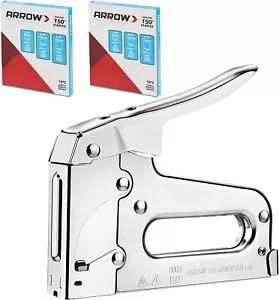 Arrow T50 Heavy Duty Staple Gun Kit with 3750 Pieces T50 1/4" 3/8", 1/2" Staples - Picture 1 of 9