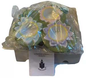 Partylite Pond Lily Pad Frog Lotus Flower 3 Tealight Candles Holder P7150 NEW - Picture 1 of 8