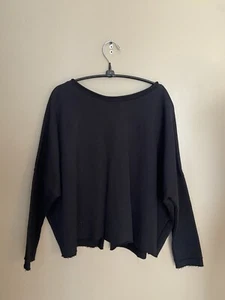 Planet Lauren G schwarz kastenförmig Sweatshirt Achselzucken Oberteil mit offenem Rücken Größe 1 S NEU - Bild 1 von 9