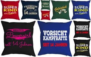 14.Geburtstag Kissen Kinder Sprüche 14 Jahr Deko Kuschelkissen Kinderkissen - Bild 1 von 11