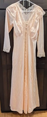 Vintage Gilead Nightgown & Robe Peignoir Set Peach Satin Lace - M - Image 1 of 4