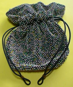 Vintage Candy Dot Purse Bead Bag Drawstring - Picture 1 of 17