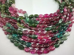 Tourmaline Oval Shape Bead Excellent Quality 1 Strand Natural Gemstone 72 Ct App - Picture 1 of 12