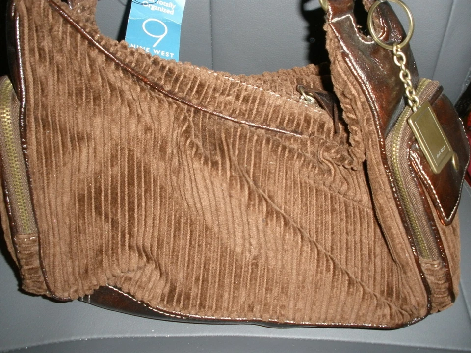 НОВАЯ коричневая вельветовая женская сумочка Nine West сумочка с угловыми карманами (P5) - Изображение 1 из 4