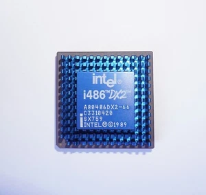 CPU Intel i486 DX2 A80486DX2-66 SX759 PC Computer retro vintage BLAU - Photo 1/4