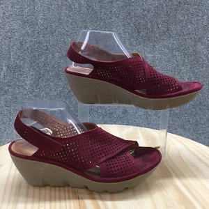Sandalia Clarks para mujer 10M púrpura Clarene punta abierta cuña imitación cuero - Imagen 1 de 18
