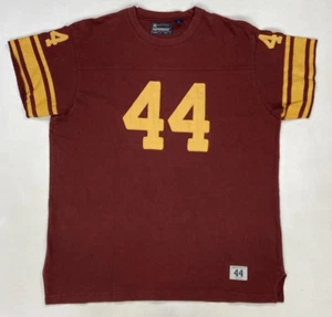 VINTAGE American Eagle 44 Jersey T-shirt Men Large Red Logo Yellow Short Sleeve - Picture 1 of 9