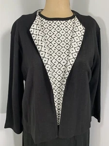 Dutchmaid Orlon Acrylic Womens Suit Skirt 32 Cardigan 40 Top 40 Black/White Vtg - Picture 1 of 9