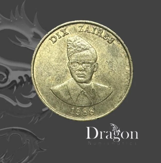 Zaire, 10 Zaires, 1988, Democratic Republic of the Congo CIRCULATED Brass - Image 1 of 4