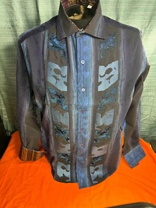 Robert Graham LIMITED EDITION Blue Black Embroidered Casual Shirt - Sz. L - Picture 1 of 5