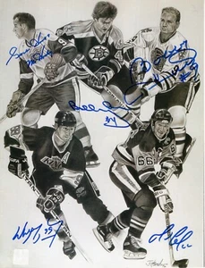 NHL HOF'ers/Legends Multi-signed Autographed Photo Gretzky,Lemieux,Orr,Howe,Hull - Picture 1 of 4