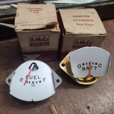NOS 1951 1952 Ford Pickup Truck Fuel Gauge & Battery Charge Ammeter FoMoCo F-100 - Image 1 of 4