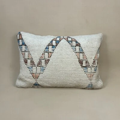 Antique Kilim Cushion Carpet Scatter Bolster Pillow Feather Handmade 60x40cm - Image 1 of 4