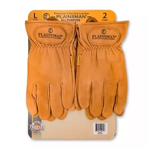 Plainsman Premium Cabretta Brown Leather Gloves, 2 Pairs (Large) - Picture 1 of 3