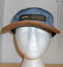 Krew The Original Denim Co Adjustable Leather Strap back Cap Grey Denim Hat EUC 