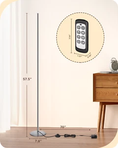 EDISHINE 57.5 '' Corner Floor Lamp Minimalist Dimmable Light 7 Color Temperature - Picture 1 of 12