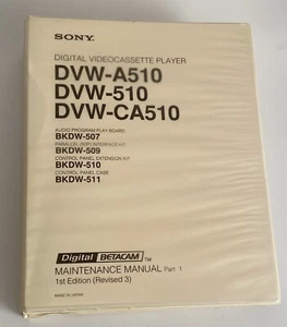 Sony DVW-510 Digital Betacam Maintenance Manual - Picture 1 of 1