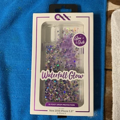 Capa Casemate nova na caixa cachoeira brilho no escuro roxo glitter iPhone X Max - Imagem 1 de 3