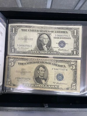 World Reserve Monetary Exchange US Blue Seal $1 and $5 Currency Collection w/COA - Image 1 of 4