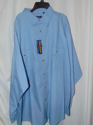 Men Size 4XL Blue Generation Button Front Long Blue Wrinkle Free Shirt - Image 1 of 3