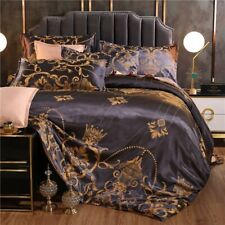 Luxury Satin Jacquard Bedding Set 3/4PCS Duvet Cover Bed Sheet Pillowcases