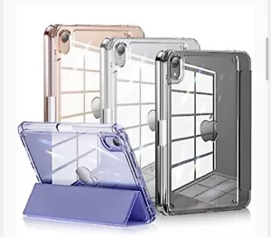 INFILAND - Case for iPad Mini 6th Gen Case 8.3", 2021 Pencil Holder Clear Purple - Picture 1 of 8