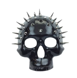 Spiked Skull Half Mask - Black Glossy - Costume Accessory - One Size - Picture 1 of 3