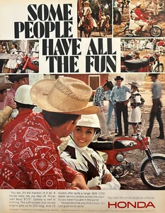 Pubblicità stampa vintage cowboy 15 modelli 15 dollari Honda Motorcycle People Si divertono 1966 - Foto 1 di 1