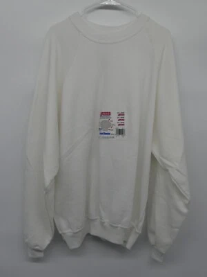 Suéter Vintage JERZEES XL Grande Tripulação NuBlend Active Wear EUA Branco Manga Longa - Imagem 1 de 4