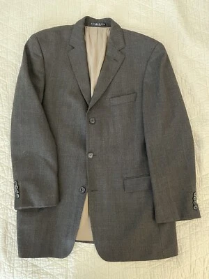 Jaqueta de lã HUGO BOSS feita nos EUA vintage 3 botões espinha de peixe marrom 42 L - Imagem 1 de 4