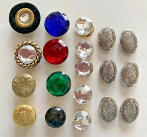 6 VINTAGE 1989 Click-Its Silver Tone & 13 Various Button Covers Lot - Picture 1 of 3