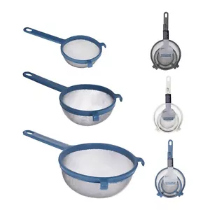 Plastic Strainer Set Multi Purpose Flour Colander With Handle For Kitchen 3pcs - Picture 1 of 16