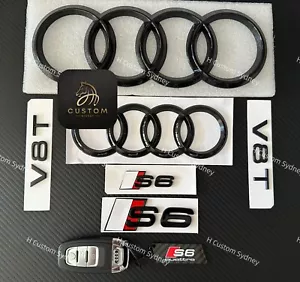 Gloss Black S6 Badges Package For Audi S6 C7 C8 2013-2024 Models Exclusive Pack - Picture 1 of 9