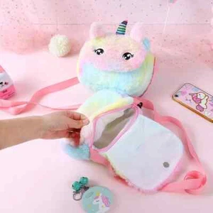 Cartoon Unicorn Messenger Kids Keys Coin Purse Mini Children Girls Shoulder Bag - Picture 1 of 3