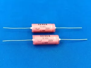 2 x 10uF 350V TE992 MATCHED PAIR TESLA Axial Foil Electrolytic Capacitor NEW - Imagen 1 de 1
