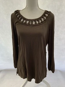 Braun Viskose Langarm Damen Pullover Größe 12 - Bild 1 von 12