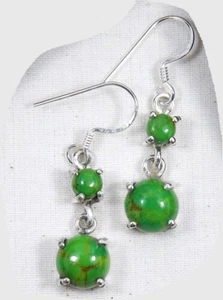 Grüne Türkis Ohrringe | Sterling Silber Ohrringe | Ohrhänger Ohrhänger - Bild 1 von 6