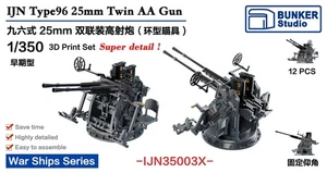 BUNKER IJN35003X 1/350 IJN Type96 25 mm singola pistola AA set di stampa 3D (12 pezzi) - Foto 1 di 2