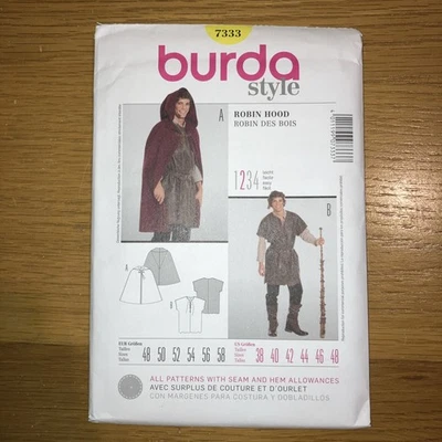 New Burda Sewing Pattern English Robin Hood Costume No. 7333 - Image 1 of 3