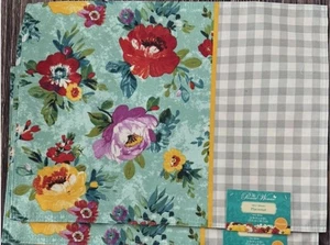 Pioneer Woman Sweet Romance Placemats Reversible Floral Gray Check Set of 2 New - Picture 1 of 5